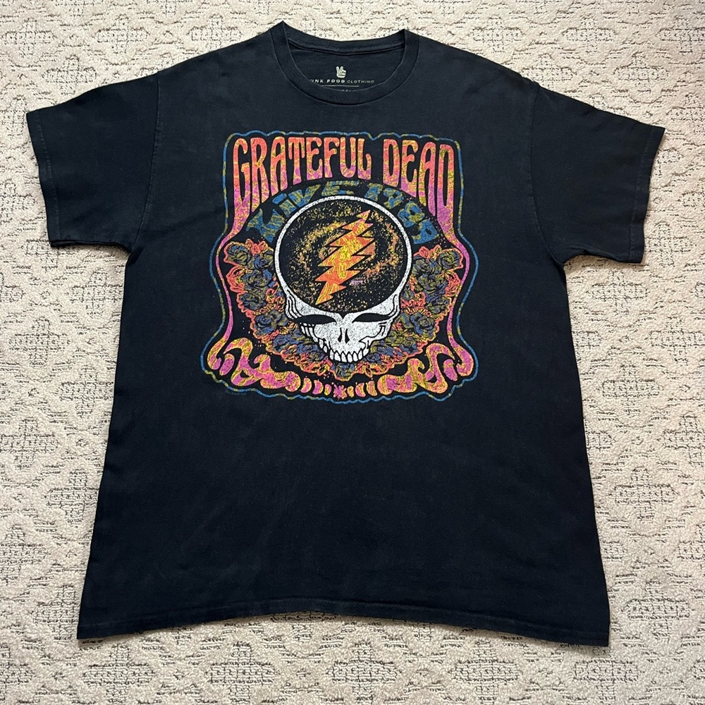 🐢 '22 Grateful Dead Band Flowered Funk Color Junk Food Thick Cotton Skull Tee - Picture 7 of 13